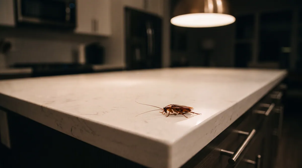 Barata em bancada de cozinha — dedetização Cupinsect